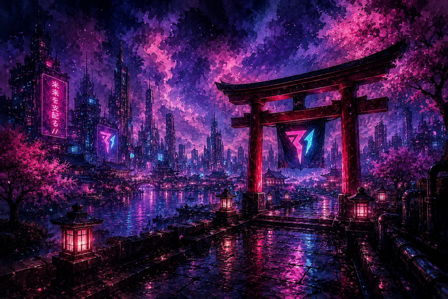A torii gate under the Rarebit signal — the future is handmade